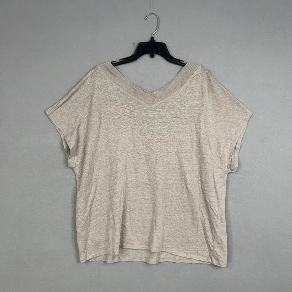 Soft Surroundings Shirt Womens 2X Beige Linen Slub Top Minimal Luxury Resort - Picture 6 of 12